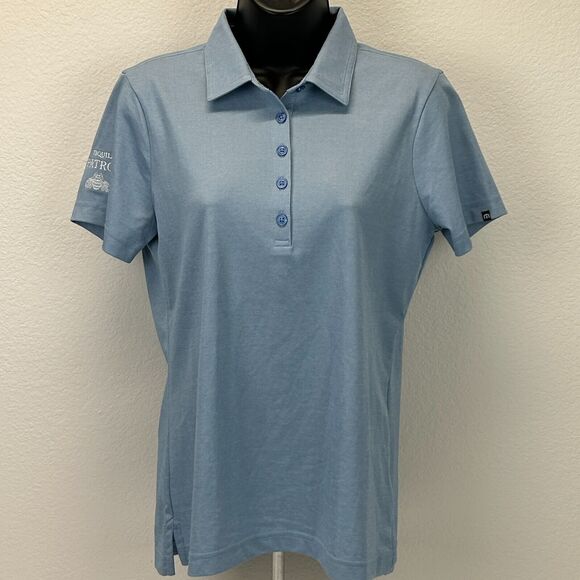 Travis Mathew Patron Tequila Golf Polo Shirt Womens Small Golfer Golfing Blue - Picture 2 of 11